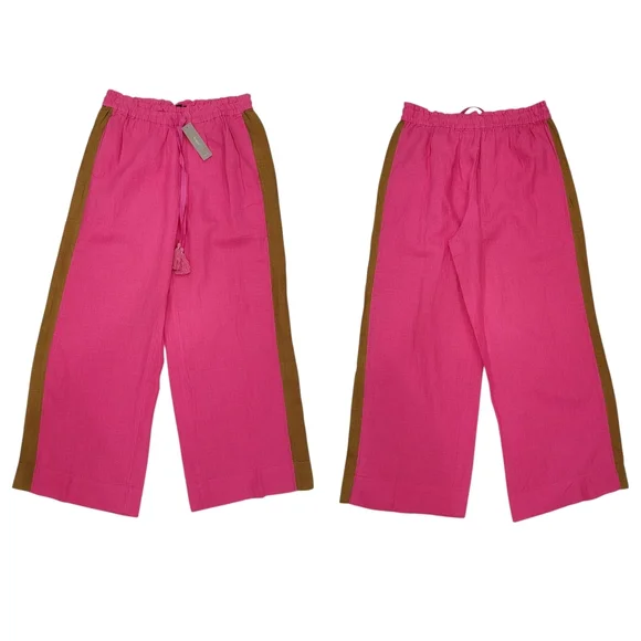 NWT J.Crew Linen Drawstring Wide Leg Pants Pink Brown Tux Stripe Women’s XS - Picture 14 of 14